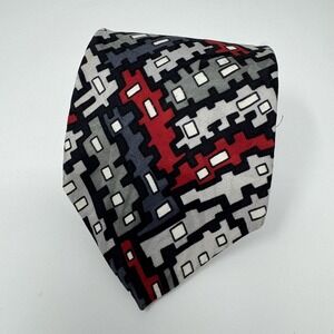 Ziggurat Tie Mens One Size Multicolor Geometric Pattern Woven Necktie Classic